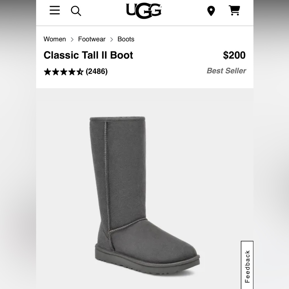 UGG boots Gray tall cuff sheepskin fur Classic winter size 6 fall winter warm - Picture 11 of 11